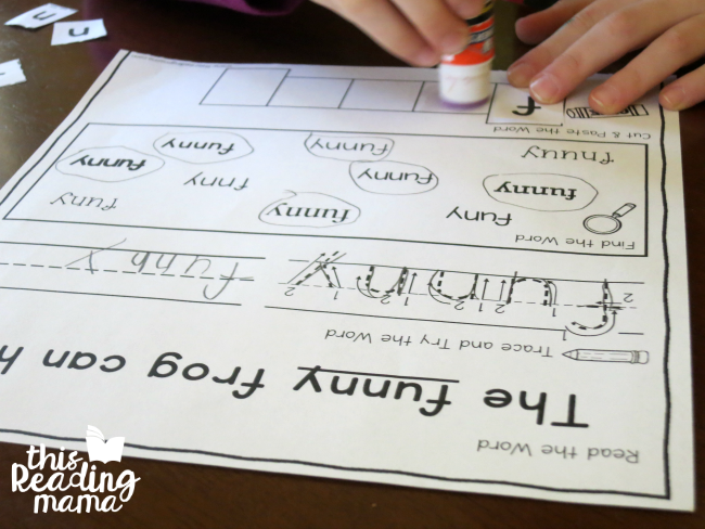 sight word activity page for funny