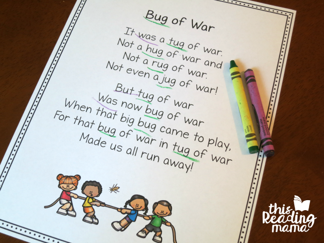 Bug or War - UG Word Family Poem by Becky Spence