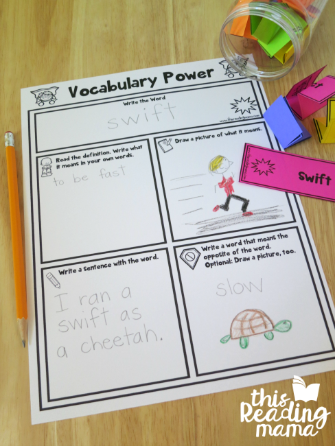 New Vocabulary Word Page for learners - Comic Strip Style