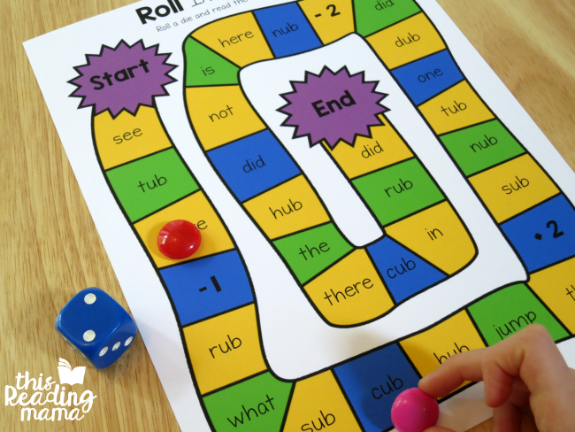 Roll It Read It Game to review - from UB lesson of Learn to Read