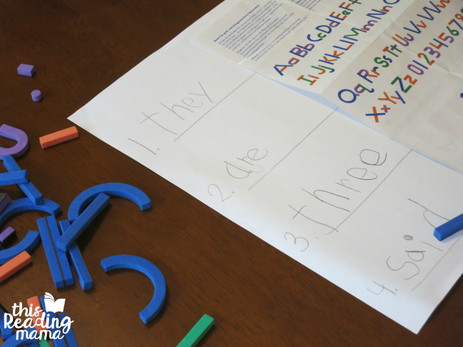 building sight words from Learn to Read with Magnetic Letter Construction Kit