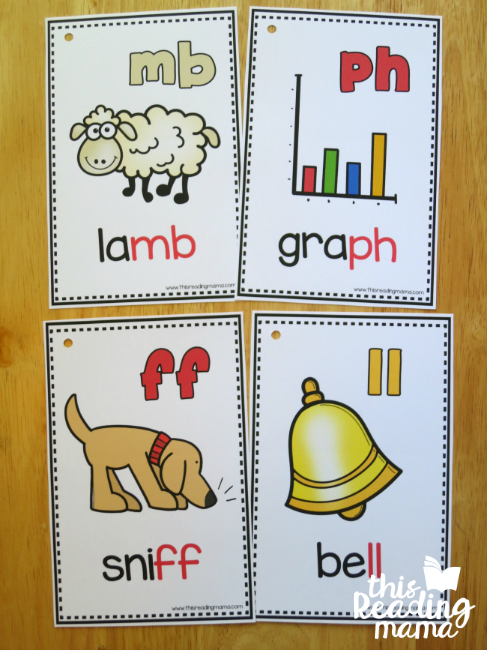 less common and double letter ending digraph cards