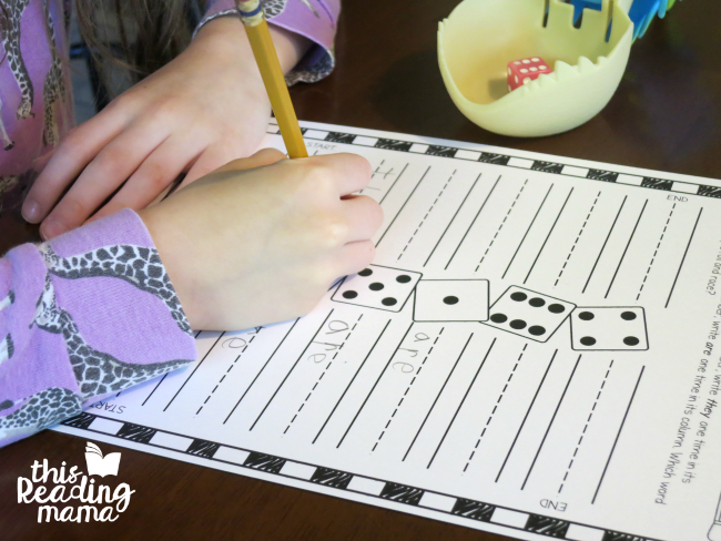 sight word spelling practice with roll and race