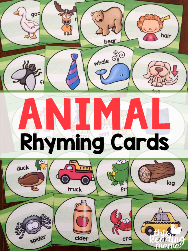 Animal Rhyming Cards - fun to sing with Down by the Bay - This Reading Mama