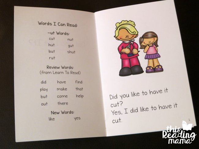 Free UT Word Family Book from Learn to Read - This Reading Mama