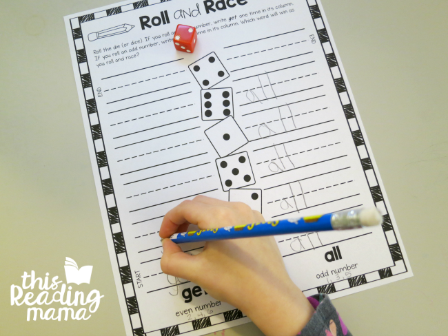 Roll and Race sight words - from Learn to Read Lesson 17