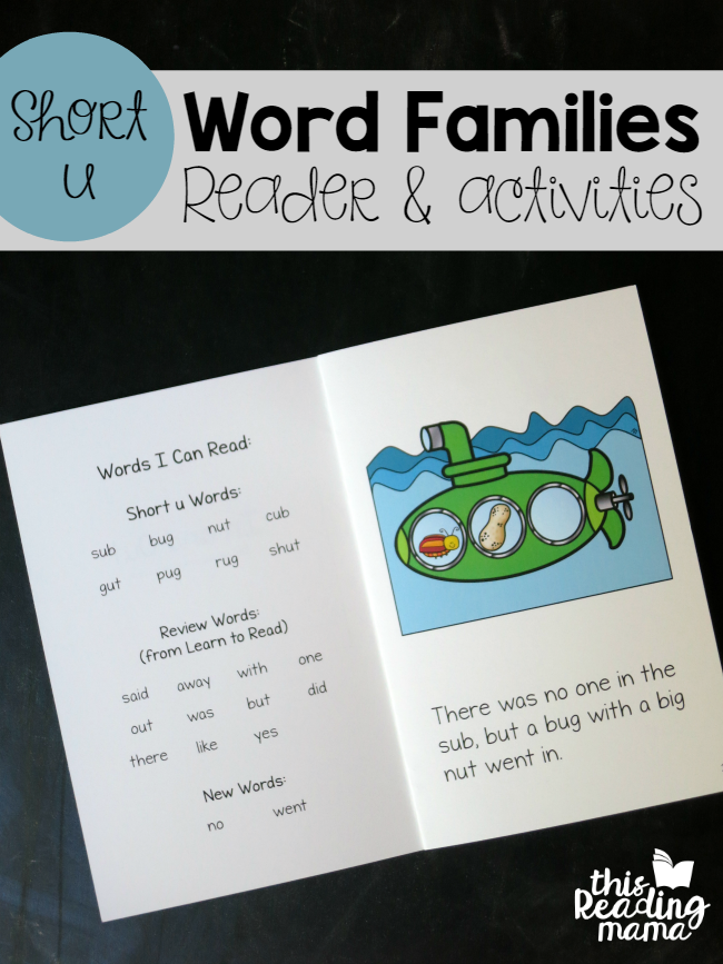 Short u Word Families - Reader and Activities - This Reading Mama