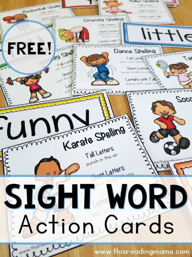 FREE Sight Word Action Cards - using the shape of words - This Reading Mama