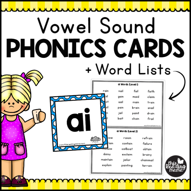 Vowel Sound Phonics Cards + Word Lists - This Reading Mama