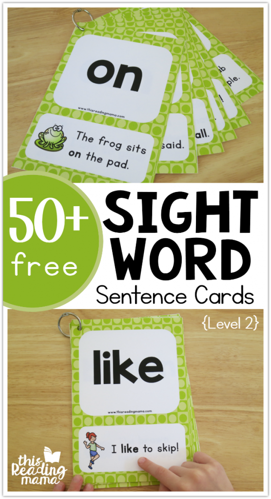 50 Free Sight Word Sentence Cards - Level 2 - This Reading Mama