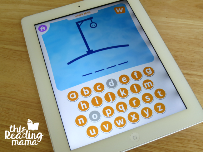 Sight Word Hang Man game on sight word games app