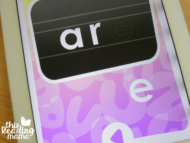 unscramble the sight word in learn section of sight word app