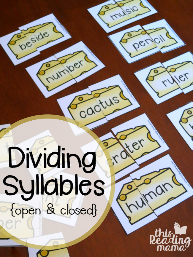 Dividing Syllables - Open and Closed Syllables with "Cut the Cheese" Cards - This Reading Mama