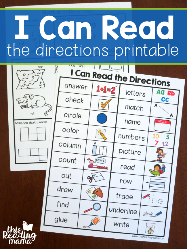 I Can Read Directions Printable Page -free - This Reading Mama