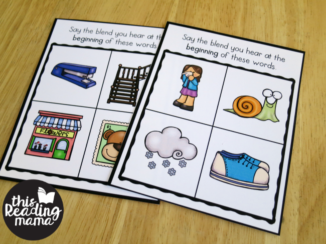 s-blends phonemic awareness cards - fronts