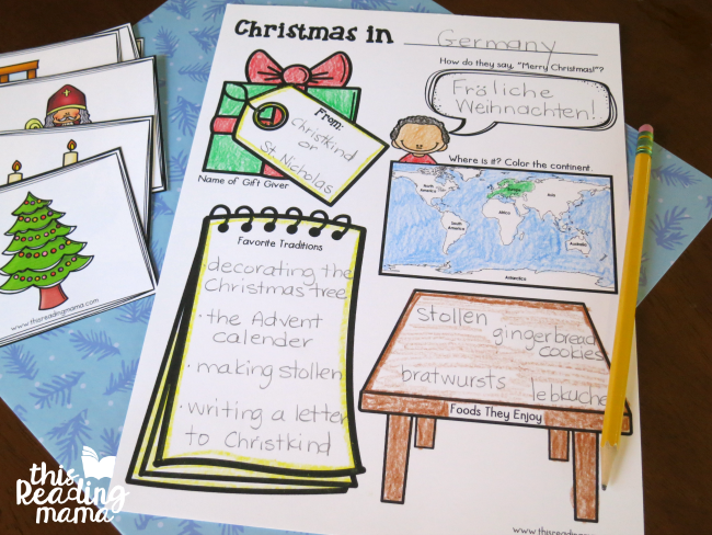 Christmas Around the World Activity Page example - This Reading Mama