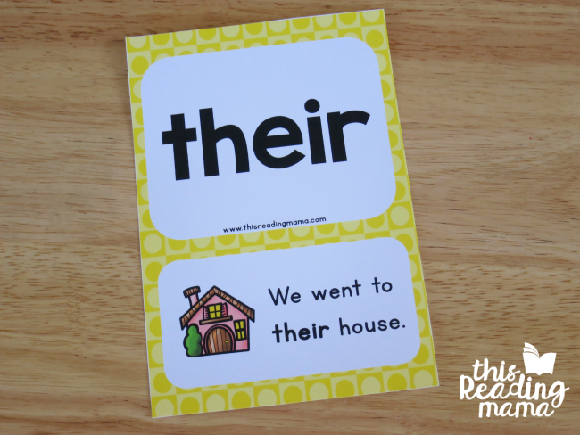 second grade sight word sentence card example - their