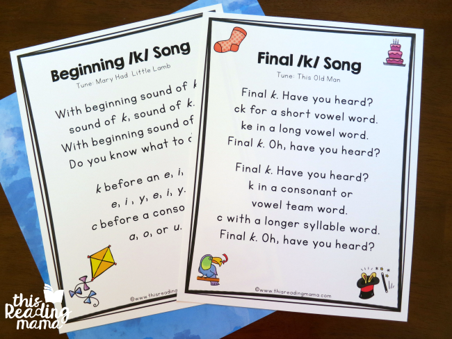 Spelling the k Sound Songs to Remember Spelling Patterns