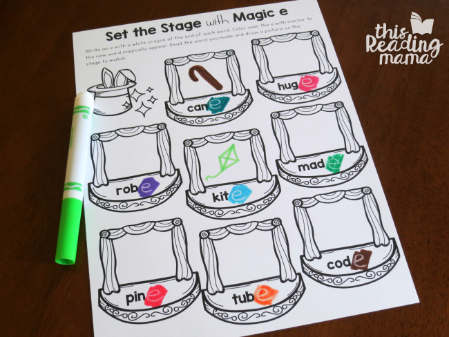 Magic e Words Color and Draw Page