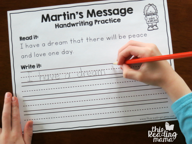 Martin Luther King, Jr. Handwriting Practice Page with print font