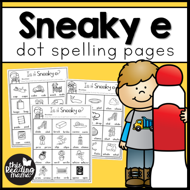 Sneaky e Dot Spelling Pages - This Reading Mama
