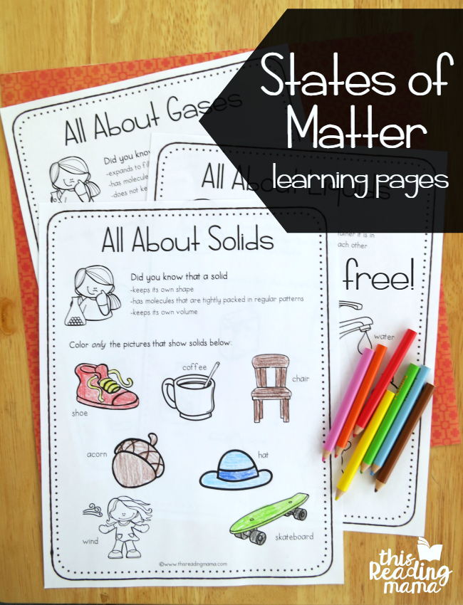 States of Matter Learning Pages - free - This Reading Mama