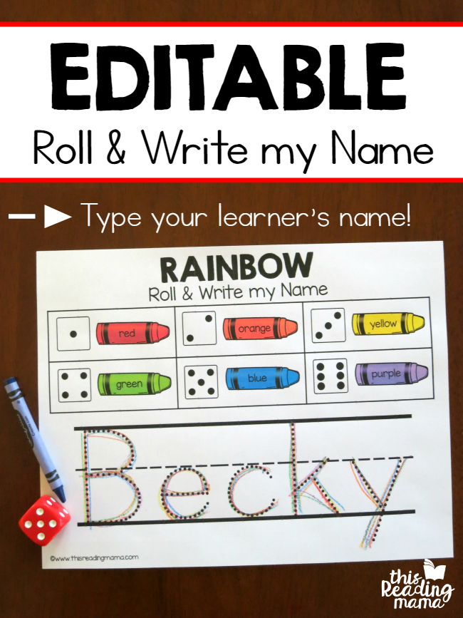 Editable Rainbow Roll and Write my Name Printable