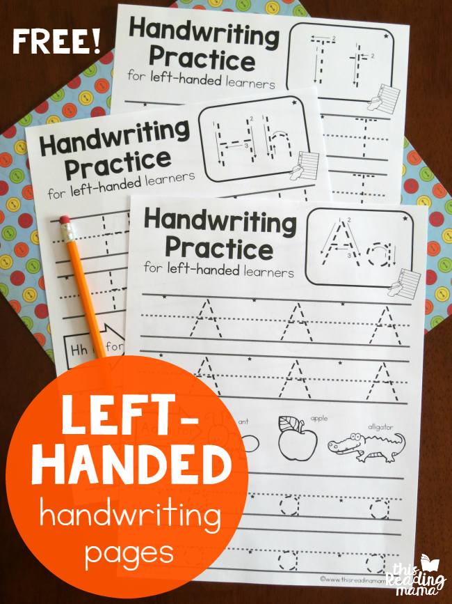 Left-Handed Handwriting Pages - 7 free pages - This Reading Mama