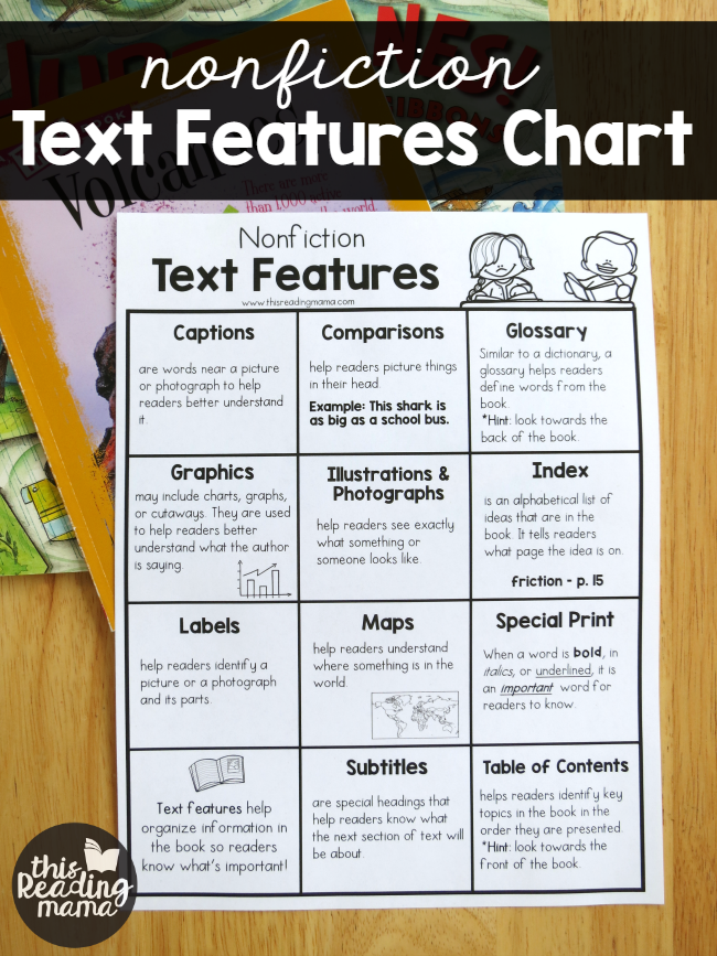 Nonfiction Text Features Chart {FREE} - This Reading Mama
