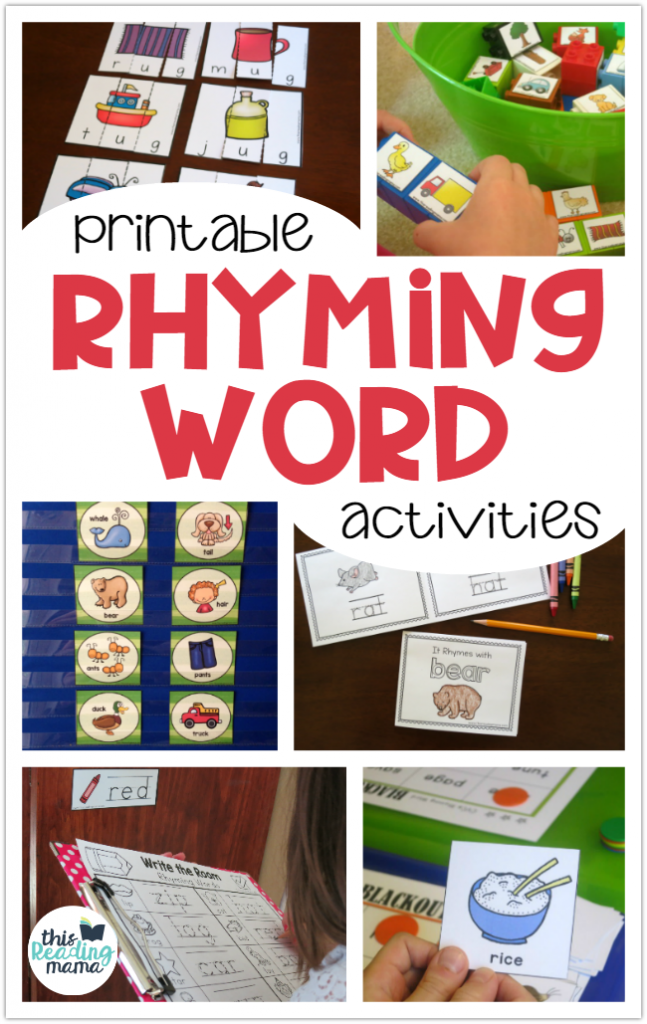 Printable Rhyming Word Activities - This Reading Mama