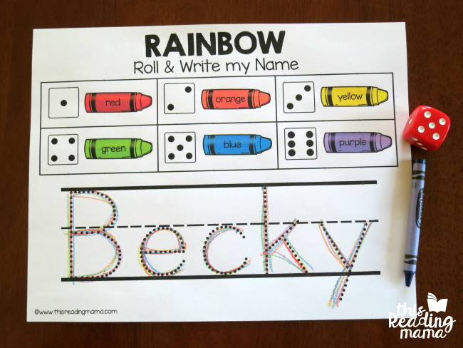 Rainbow Roll & Write Name example - editable