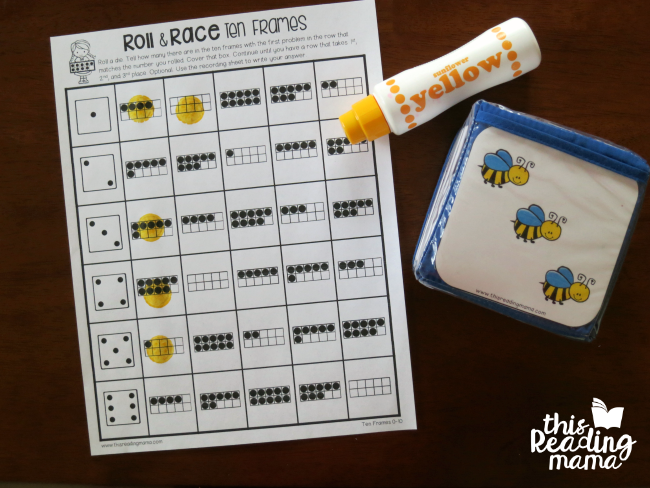 spring pocket chart inserts with roll and race math games
