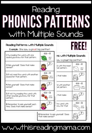 Reading Phonics Patterns with Multiple Sounds Chart - This Reading Mama