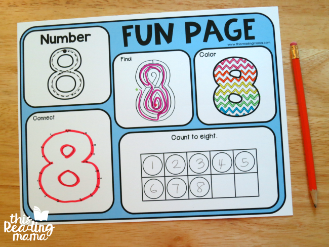 number fun page for number 8