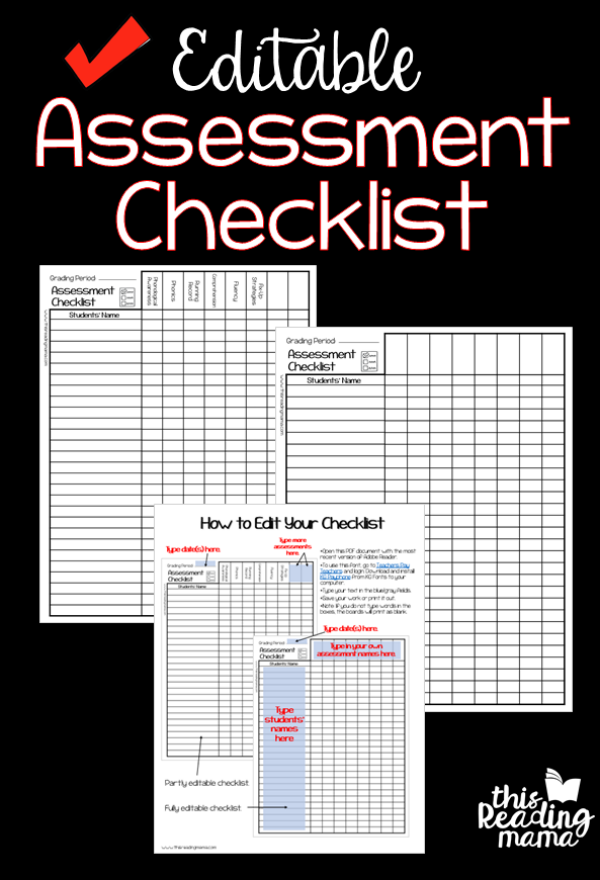 Editable Assessment Checklist - helping you keep track of your assessments