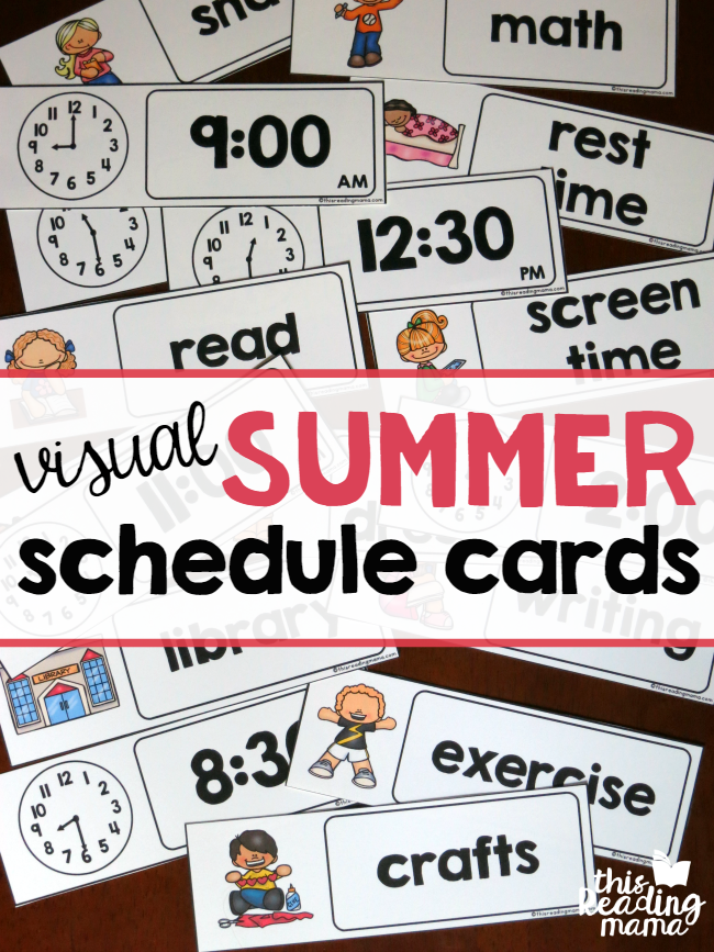 Visual Summer Schedule Cards - free at This Reading Mama