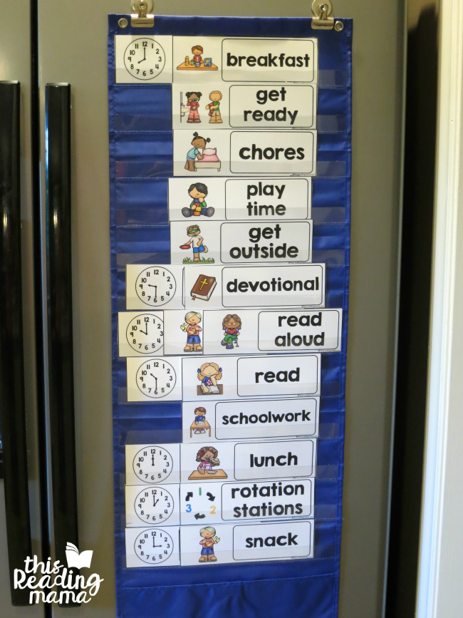 displaying visual summer schedule in pocket chart
