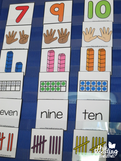 number sorting cards - sorting in a pocket chart