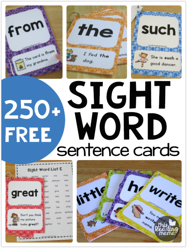 250+ FREE Sight Word Sentence Cards - This Reading Mama