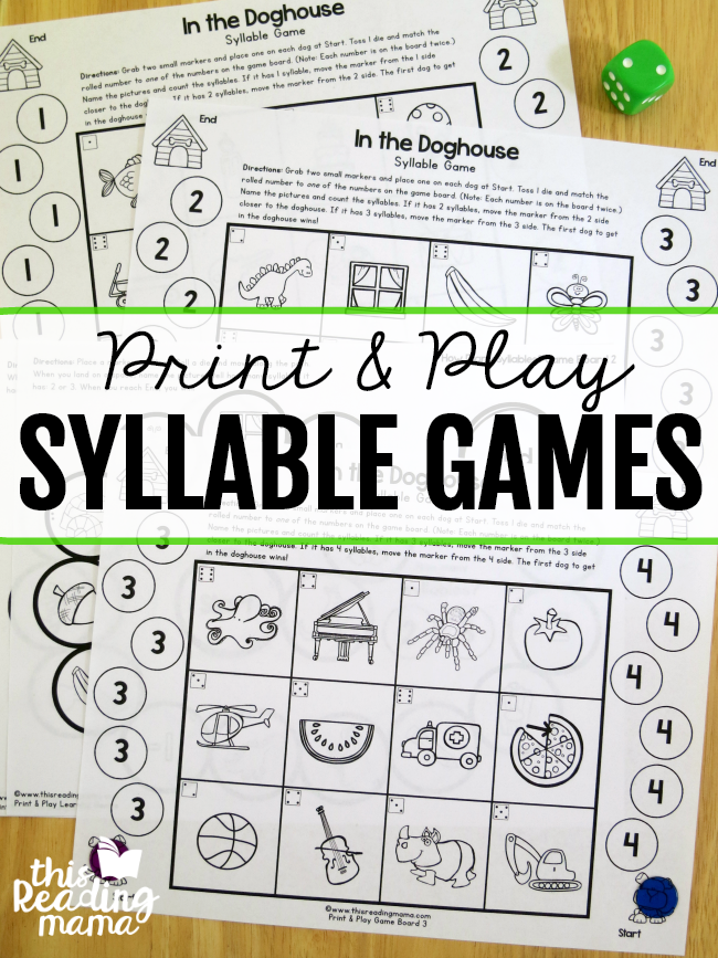 FREE Print and Play Syllable Games - This Reading Mama