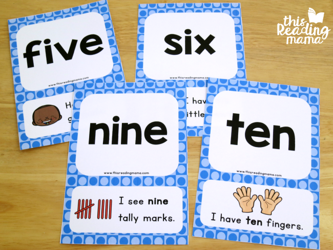 number cards included in sight word sentence cards