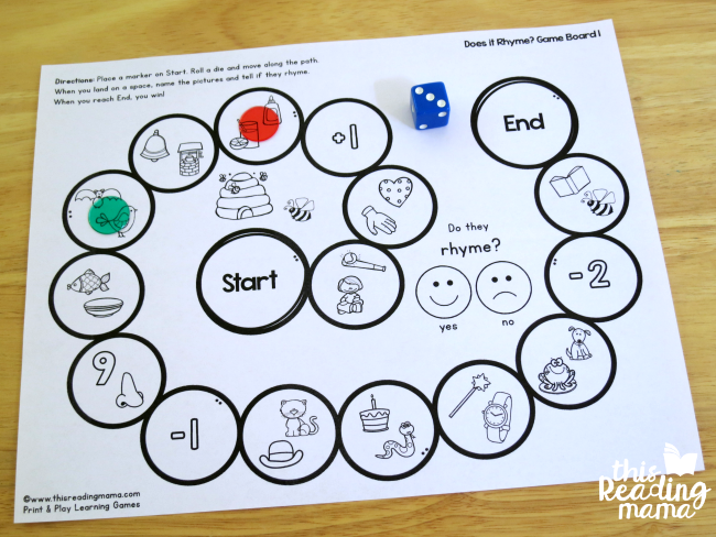 print and play rhyming game - two people playing