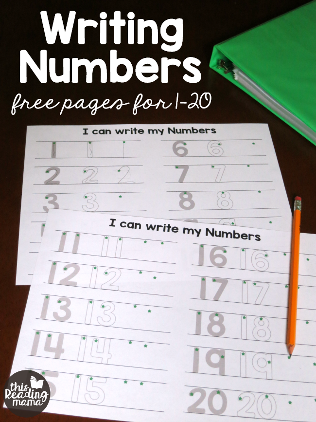 Writing Numbers 1-20 Freebie