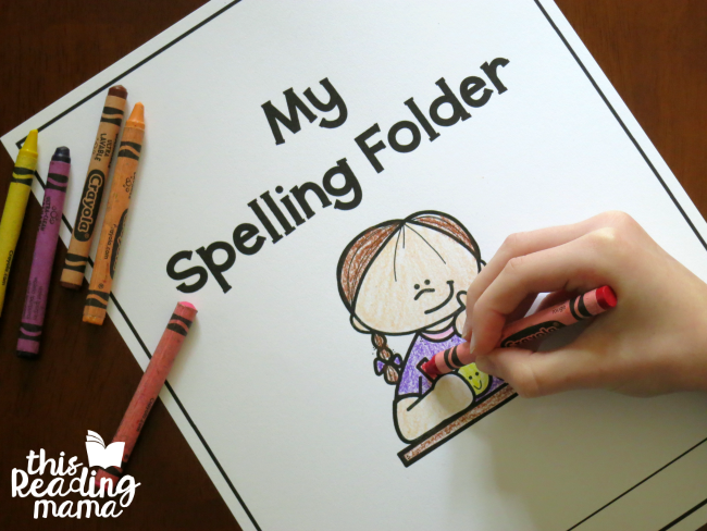 coloring cover of spelling folder
