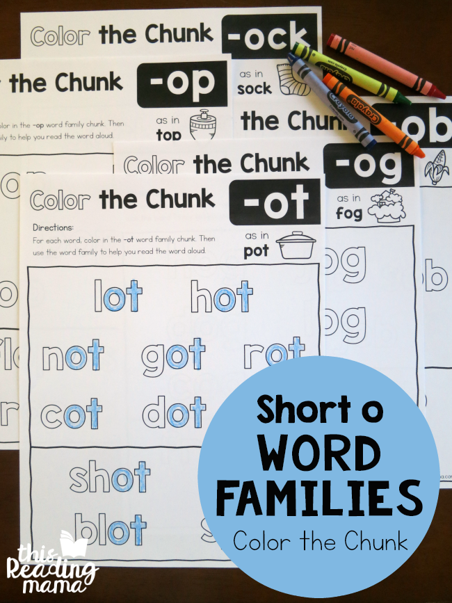 Color the Chunk - Short o Word Families - This Reading Mama