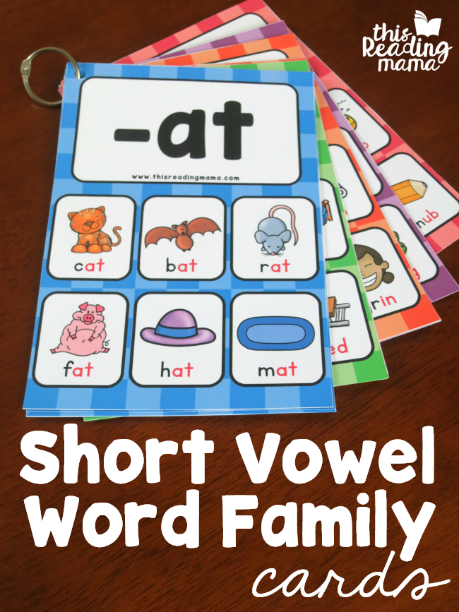 Short Vowel Word Family Cards