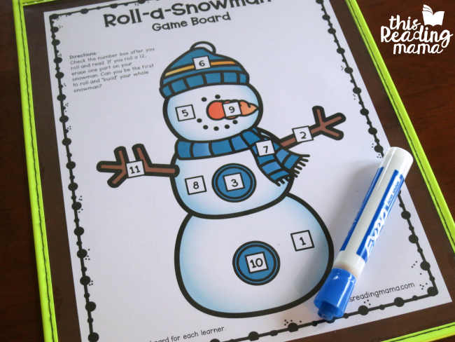 Snowman Sight Word Game Board