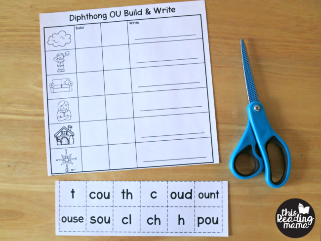 cut out diphthongs on diphthong worksheets