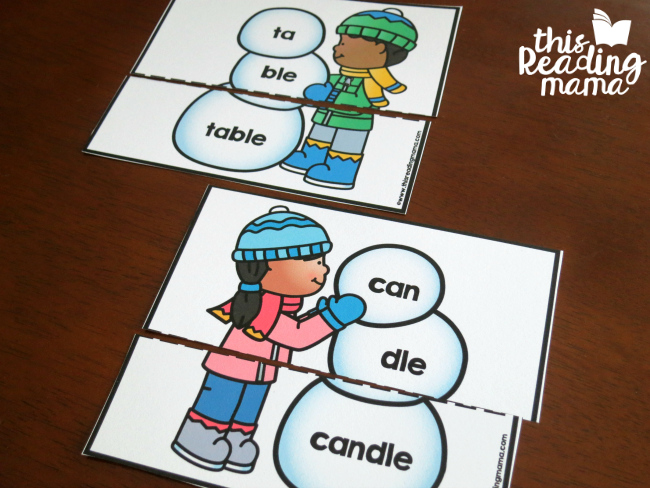 editable snowmen - use for other 2-syllable words