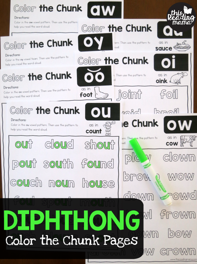 Diphthong Color the Chunk Pages